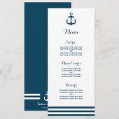 Nautical Navy Wedding Menu (Voorkant / Achterkant)
