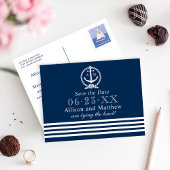 Nautical Navy Wedding Monogram Save the Date Aankondigingskaart