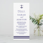 Nautical Navy Wedding Programme Programmakaart (Staand voorkant)