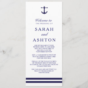 Nautical Navy Wedding Programme Programmakaart