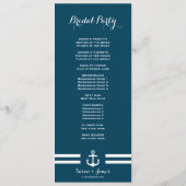 Nautical Navy Wedding Programme Programmakaart (Achterkant)