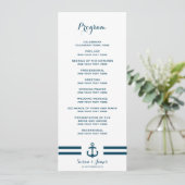 Nautical Navy Wedding Programme Programmakaart (Staand voorkant)