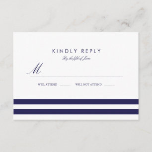 Nautical Navy Wedding RSVP Kaartje