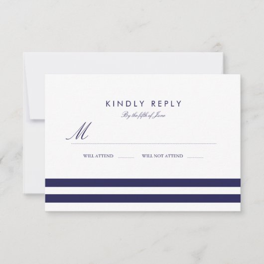 Nautical Navy Wedding RSVP Kaartje (Voorkant)