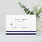 Nautical Navy Wedding RSVP Kaartje (Staand voorkant)