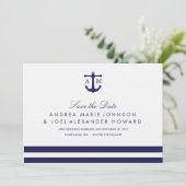 Nautical Navy Wedding Save the Date (Staand voorkant)