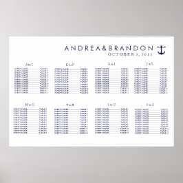 Nautical Navy Wedding Seating Chart Poster