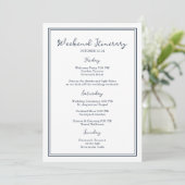 Nautical Navy Wedding Weekend Itinerary Card Kaart (Staand voorkant)