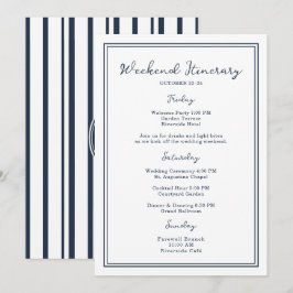 Nautical Navy Wedding Weekend Itinerary Card Kaart