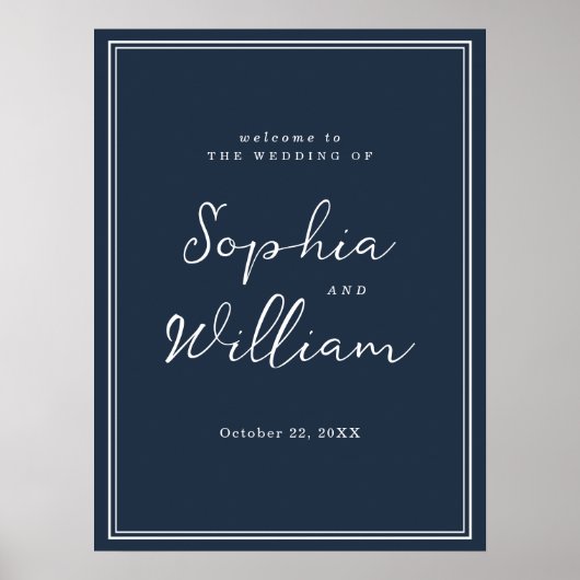 Nautical Navy Wedding Welcome Sign Poster (Voorkant)