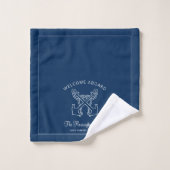 Nautical Navy Welcome Aboard Familienaam Anchors Bad Handdoek (Wasdoekje)