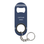 Nautical Navy & White Anchor Boat Name Mini Flessenopener (Achterkant)