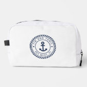 Nautical Navy & White Anchor Boat Name Toilettasje (Voorkant)