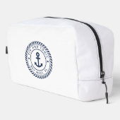 Nautical Navy & White Anchor Boat Name Toilettasje (Rechterhoek)