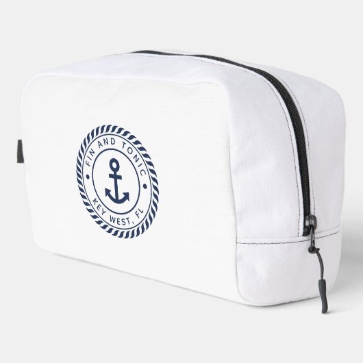Nautical Navy & White Anchor Boat Name Toilettasje (Rechterhoek)