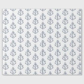 Nautical Navy White Anchor Monogram Weddenschap Cadeaupapier (Vlak)