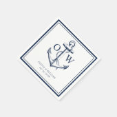 Nautical Navy White Anchor Monogram Weddenschap Servet (Hoek)
