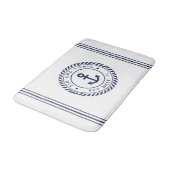 Nautical Navy & White Anchor | Naam van je boot Badmat (Gekanteld)