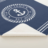 Nautical Navy & White Anchor | Naam van je boot Sherpa Deken (3/4)