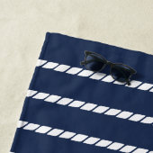 Nautical Navy & White Anchor Stripe Boat Name Strandlaken (In situ)