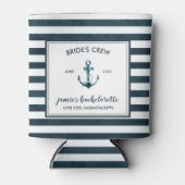 Nautical Navy & White Bachelorette, gepersonalisee Blikjeskoeler (Voorkant)