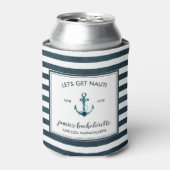 Nautical Navy & White Bachelorette, gepersonalisee Blikjeskoeler (Blikje Voorkant)