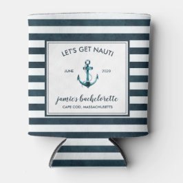 Nautical Navy & White Bachelorette, gepersonalisee Blikjeskoeler