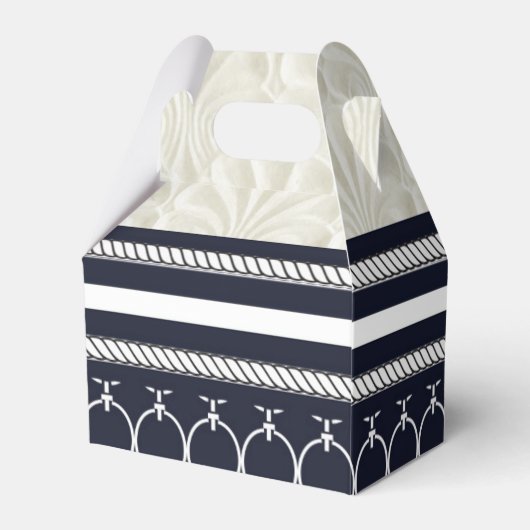 Nautical Navy & White Elegant Beach Wedding Bedankdoosjes (Achterkant)