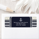 Nautical Navy & White Elegant Beach Wedding Etiket (Insitu)