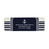 Nautical Navy & White Elegant Beach Wedding Etiket (Voorkant)