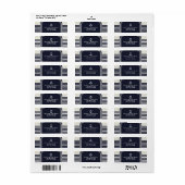 Nautical Navy & White Elegant Beach Wedding Etiket (Full Sheet)