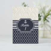 Nautical Navy & White Elegant Beach Wedding Kaart (Staand voorkant)