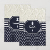 Nautical Navy & White Elegant Beach Wedding Kaart (Voorkant / Achterkant)