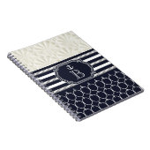 Nautical Navy & White Elegant Beach Wedding Notitieboek (Rechterzijde)