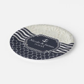 Nautical Navy & White Elegant Beach Wedding Papieren Bordje (Gekanteld)