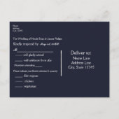 Nautical Navy & White Elegant Beach Wedding RSVP Uitnodiging Briefkaart (Achterkant)