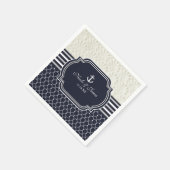 Nautical Navy & White Elegant Beach Wedding Servet (Hoek)