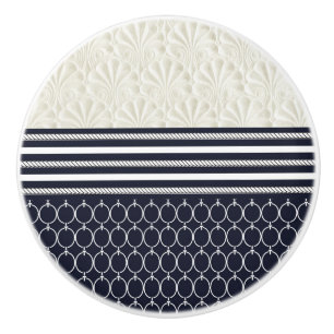 Nautical Navy & White Elegant Modern Beach Theme Keramische Knop