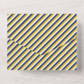 Nautical Navy White en Yellow Stripes All In One Uitnodiging (Achterkant)