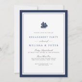 Nautical Navy & White Engagement Party - Uitnodigi Kaart (Voorkant)