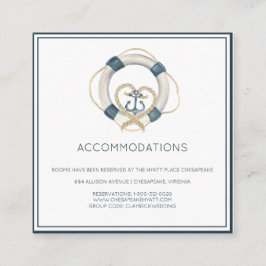 Nautical Navy & White Hotel Accommodation Cards Informatiekaartje