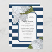 Nautical Navy White Hydrangea Modern Vrijgezellenf Kaart (Voorkant / Achterkant)