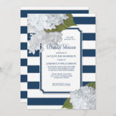 Nautical Navy White Modern Hydrangea Vrijgezellenf Kaart (Voorkant / Achterkant)