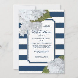 Nautical Navy White Modern Hydrangea Vrijgezellenf Kaart