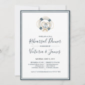 Nautical Navy & White Rehearsal Dinner Invitation Kaart (Voorkant)