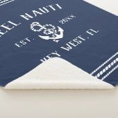 Nautical Navy & White Rustic Anchor Boat Name Sherpa Deken (3/4)