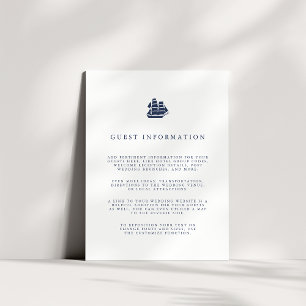 Nautical Navy & White Ship Wedding Guest - Gegeven Informatiekaartje