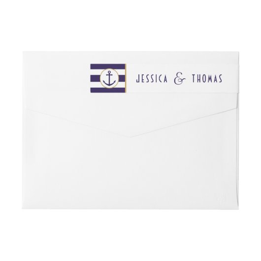 Nautical Navy & White Stripe Anchor Wedding (Achterkant)