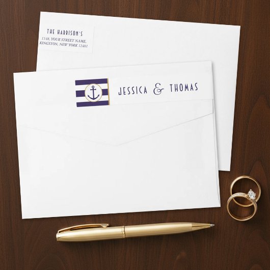 Nautical Navy & White Stripe Anchor Wedding