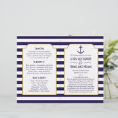 Nautical Navy & White Stripe Anchor Wedding (Staand voorkant)